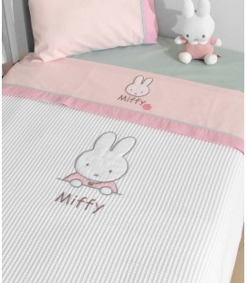 Miffy Des.67 Κουβέρτα Πικέ Αγκαλιάς Ροζ Βαμβάκι 80χ100