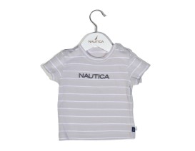 Nautica Des.15 T-Shirt  Jersey Organic Γκρι Ριγέ 68cm 3-6 μηνών