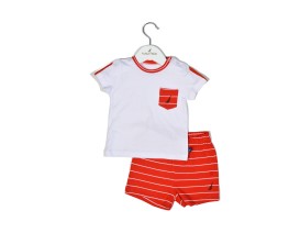 Nautica Des.16 Σετ T-Shirt & Shorts Jersey Organic Κόκκινο Ριγέ