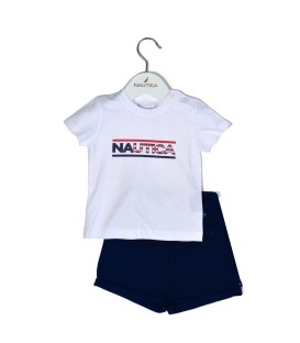 Nautica Des.10 Σετ T-Shirt & Shorts Jersey White/Navy 80cm 9-12 μηνών