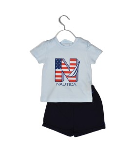Nautica Des.11 Σετ T-Shirt & Shorts Jersey Light Blue / Navy 74cm 6-9 μηνών